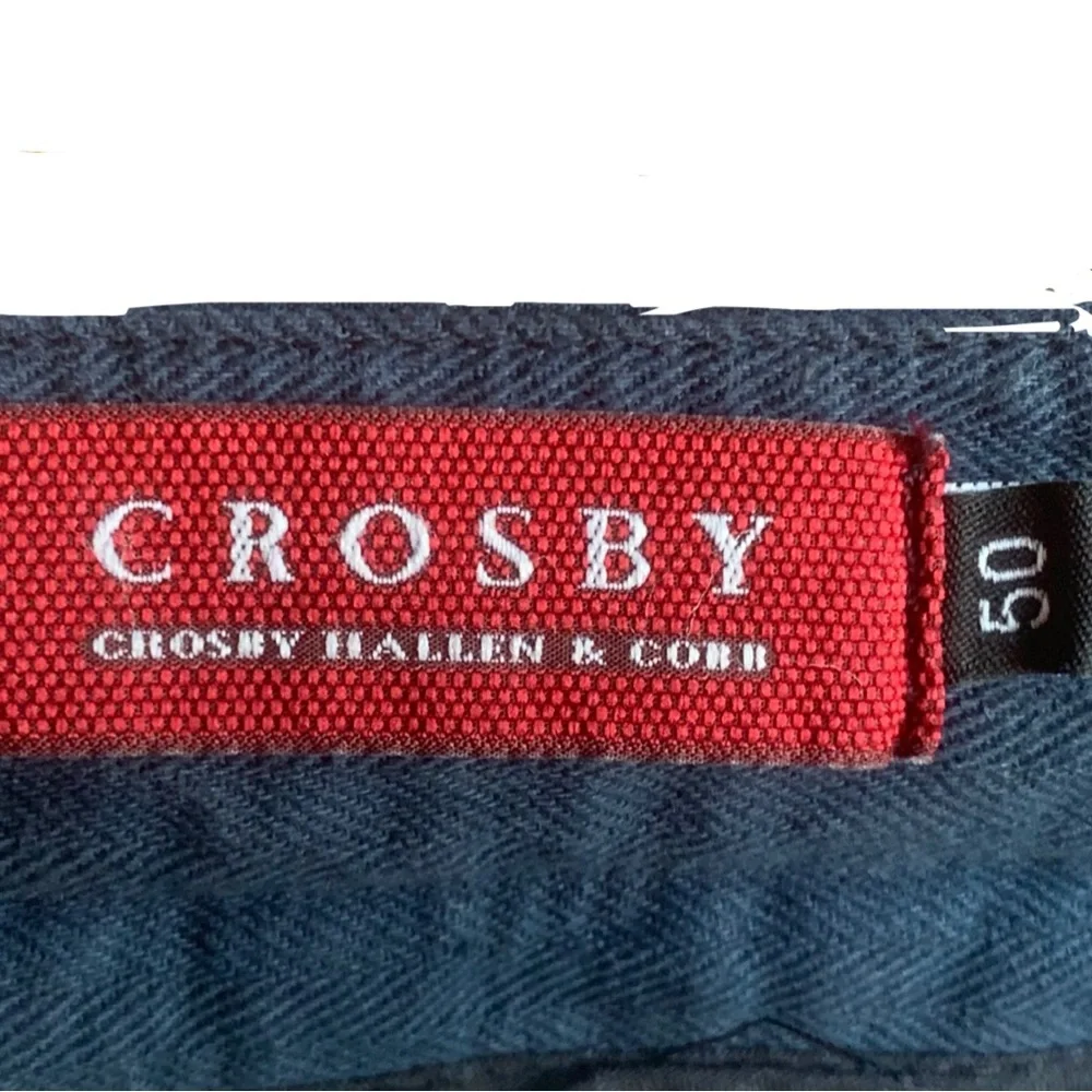 NWT Men’s Italian CROSBY HALLEN & COBB Cotton Pants Flat Front Long Inseam 34x35